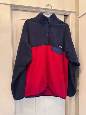 Patagonia Men’s Navy and Red retro synchilla Snap-Up Fleece Pullover